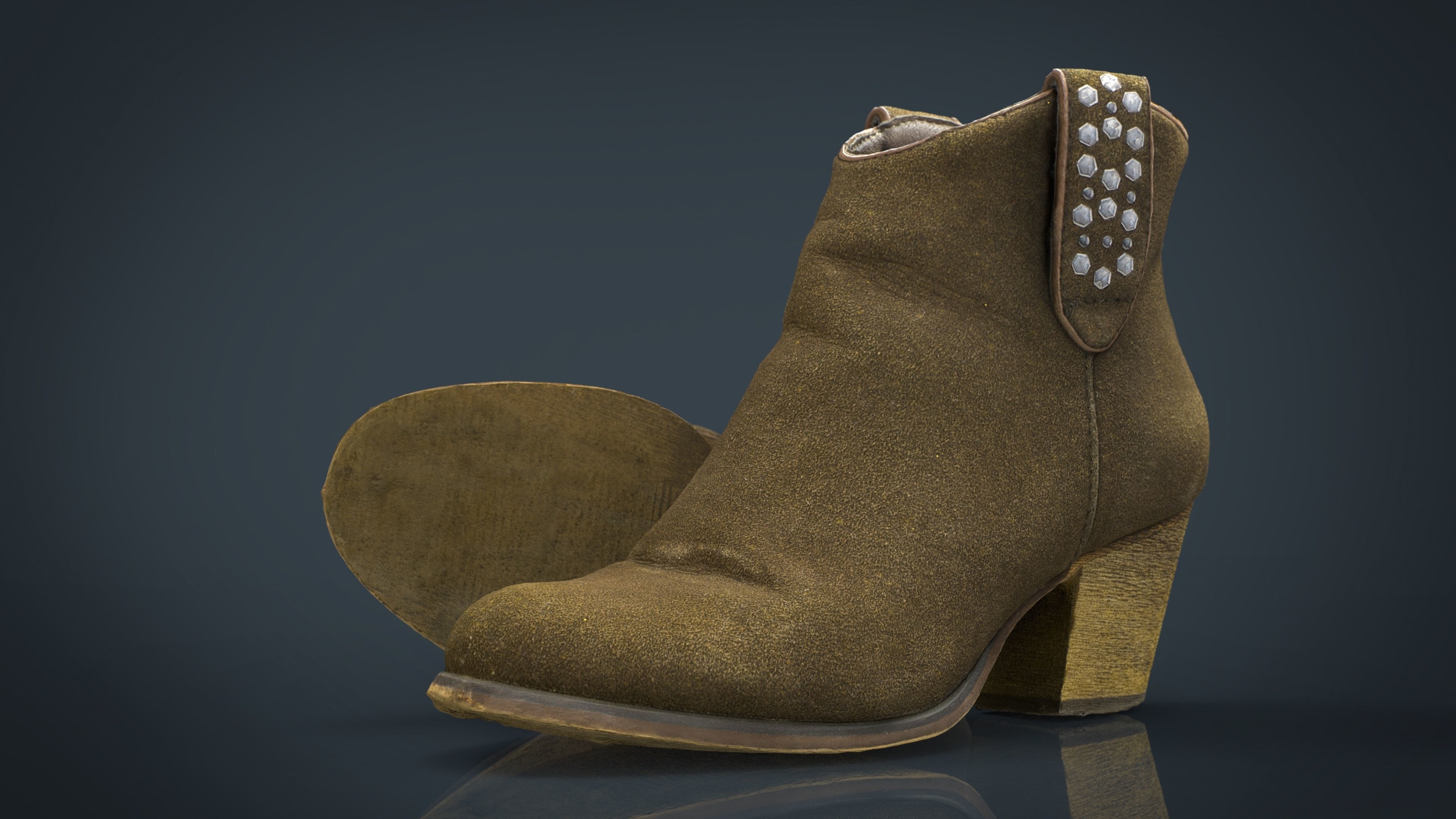 Womens Boots 3 Low-poly 3D model_8