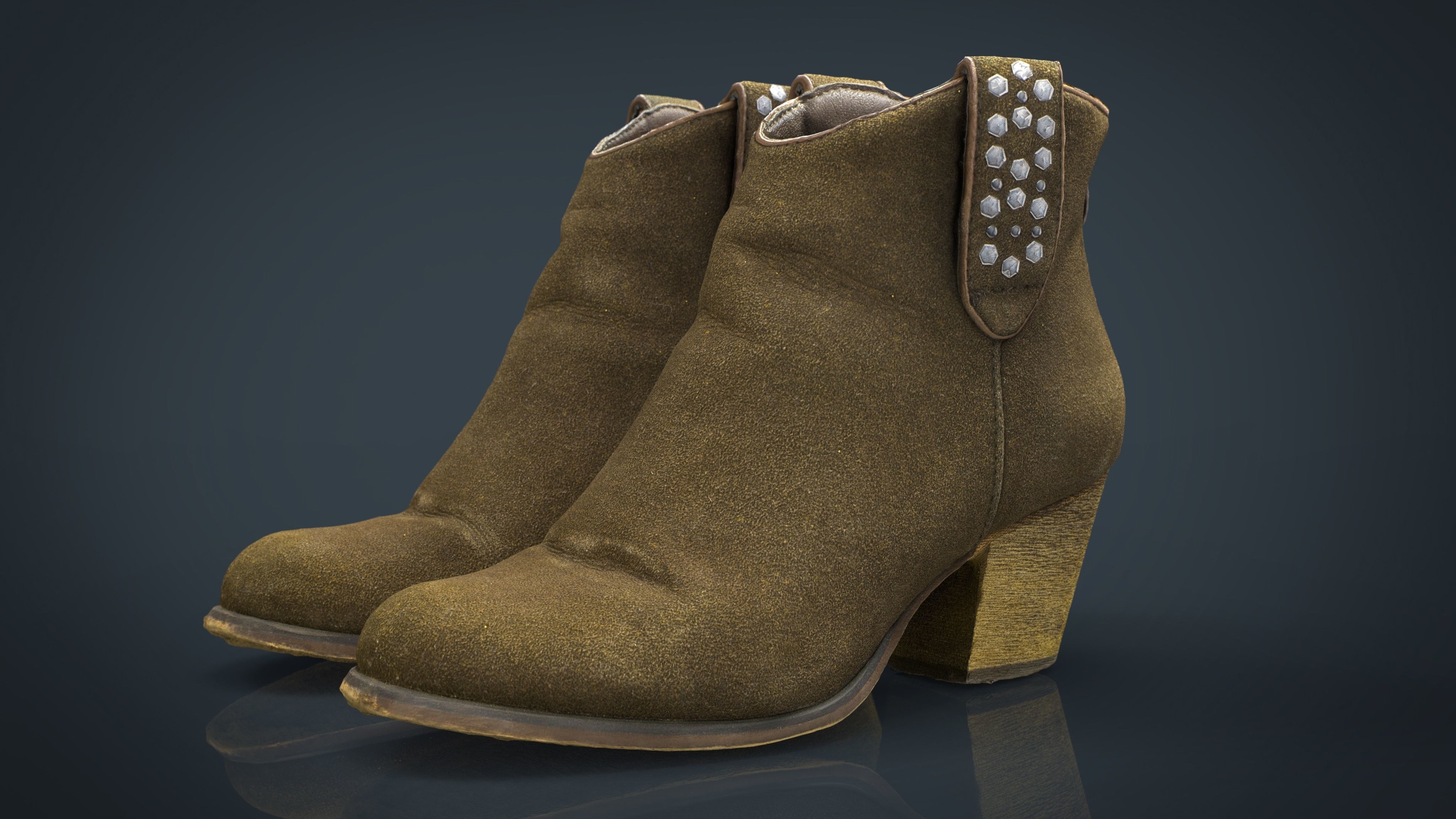 Womens Boots 3 Low-poly 3D model_12
