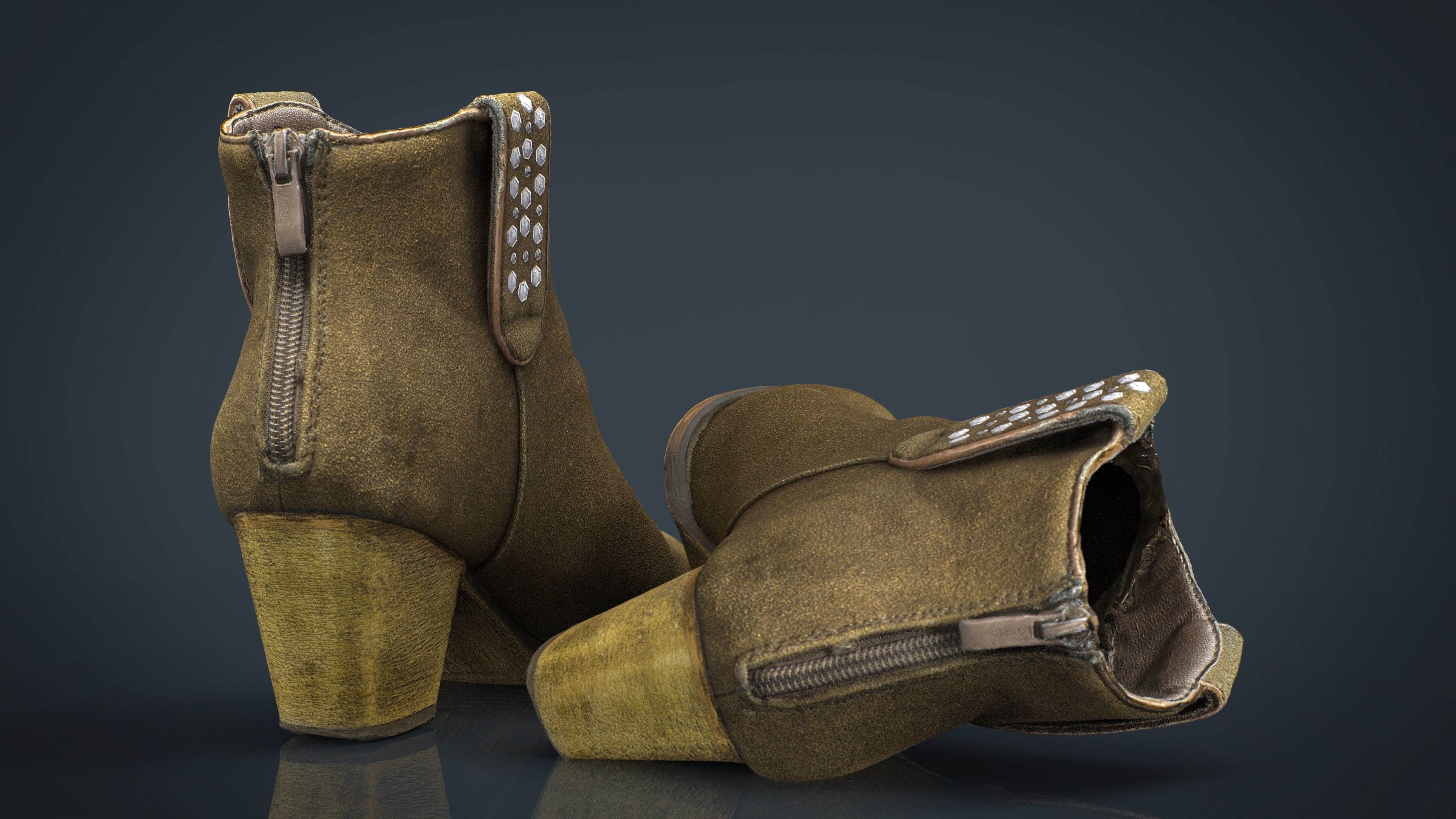 Womens Boots 3 Low-poly 3D model_11