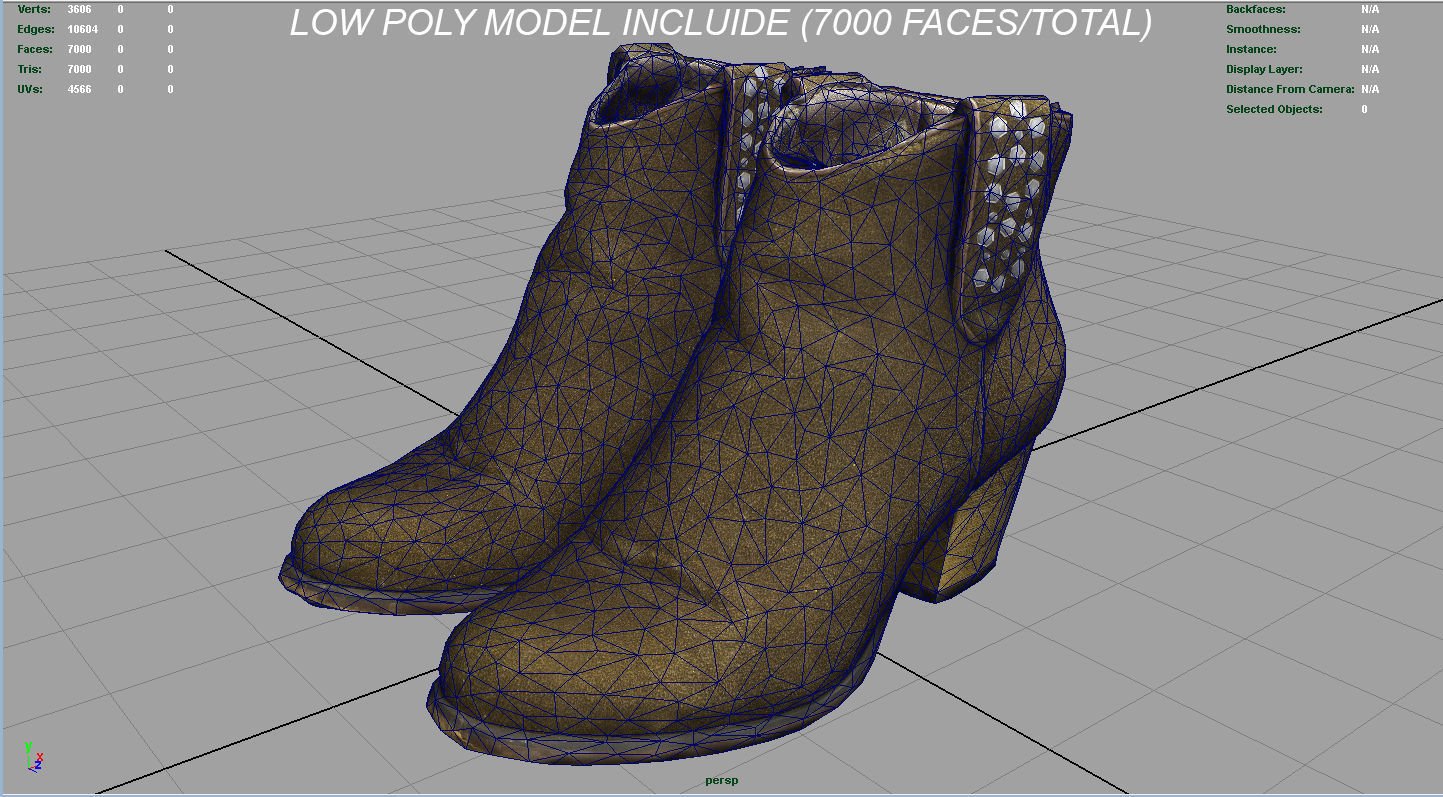 Womens Boots 3 Low-poly 3D model_5