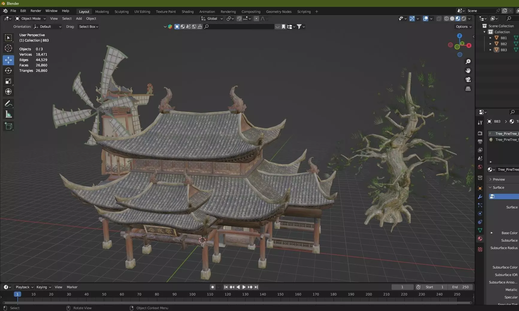 Japan Asian Medieval Hut E House 3D Model Low-poly 3D model_20