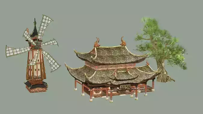 Japan Asian Medieval Hut E House 3D Model
