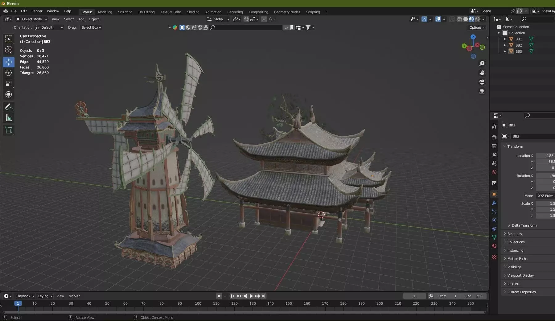Japan Asian Medieval Hut E House 3D Model Low-poly 3D model_19