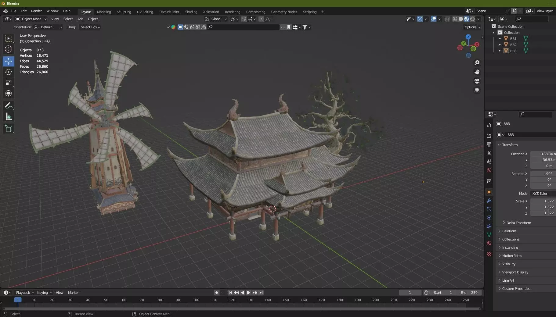 Japan Asian Medieval Hut E House 3D Model Low-poly 3D model_21