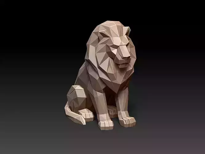 Facet Lion Statue M67 3D print model