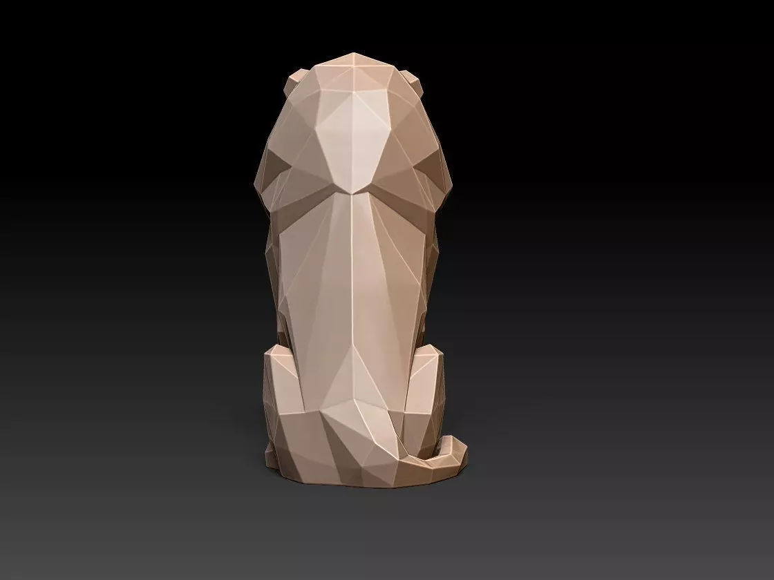 Facet Lion Statue M67 3D print model_3