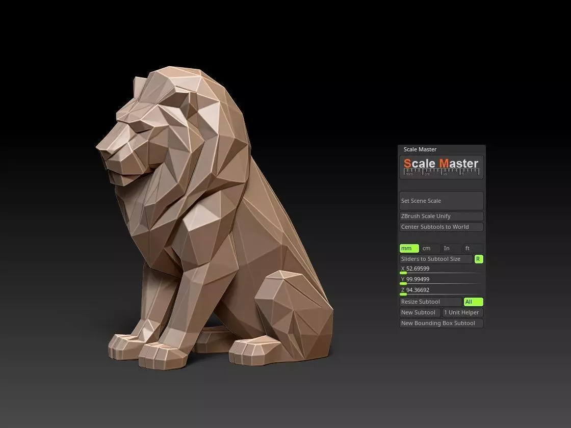 Facet Lion Statue M67 3D print model_4