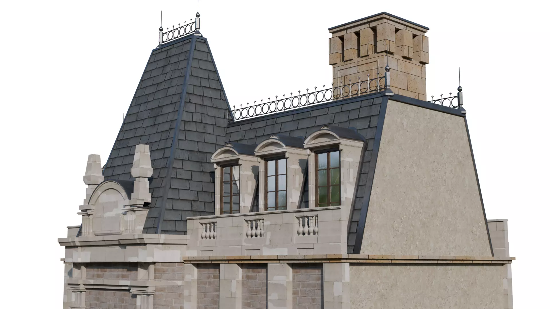 Classical European Building - House 28 3D model_7