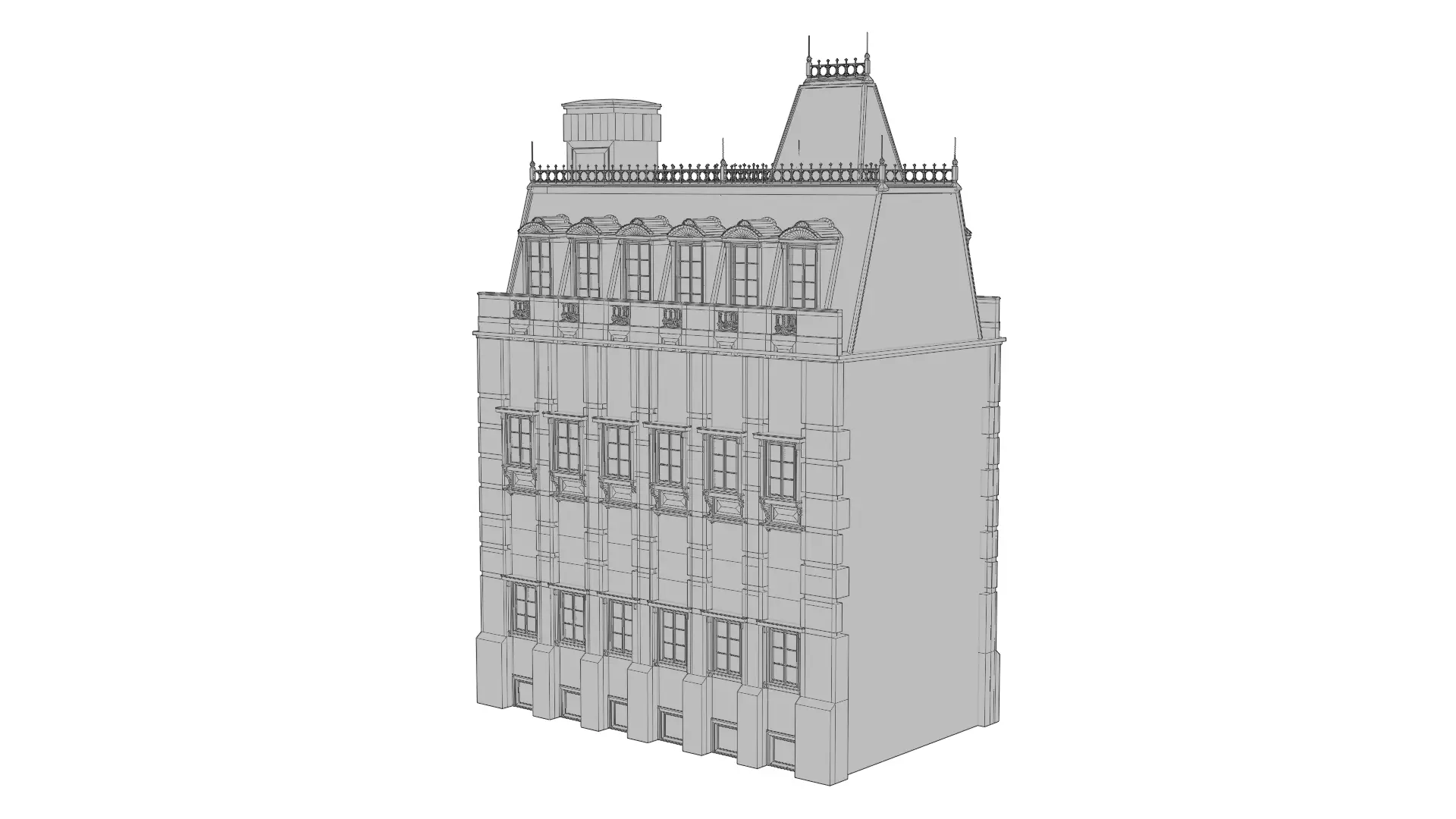 Classical European Building - House 28 3D model_11