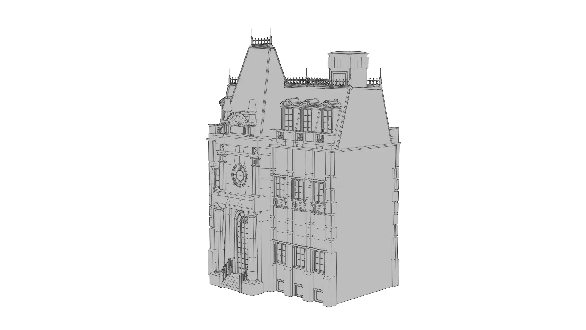 Classical European Building - House 28 3D model_10