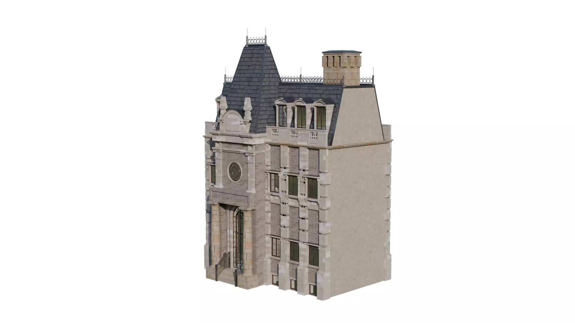 Classical European Building - House 28 3D model_4