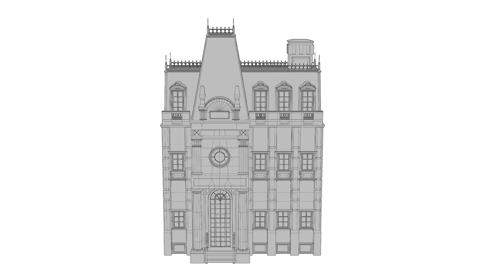 Classical European Building - House 28 3D model_9