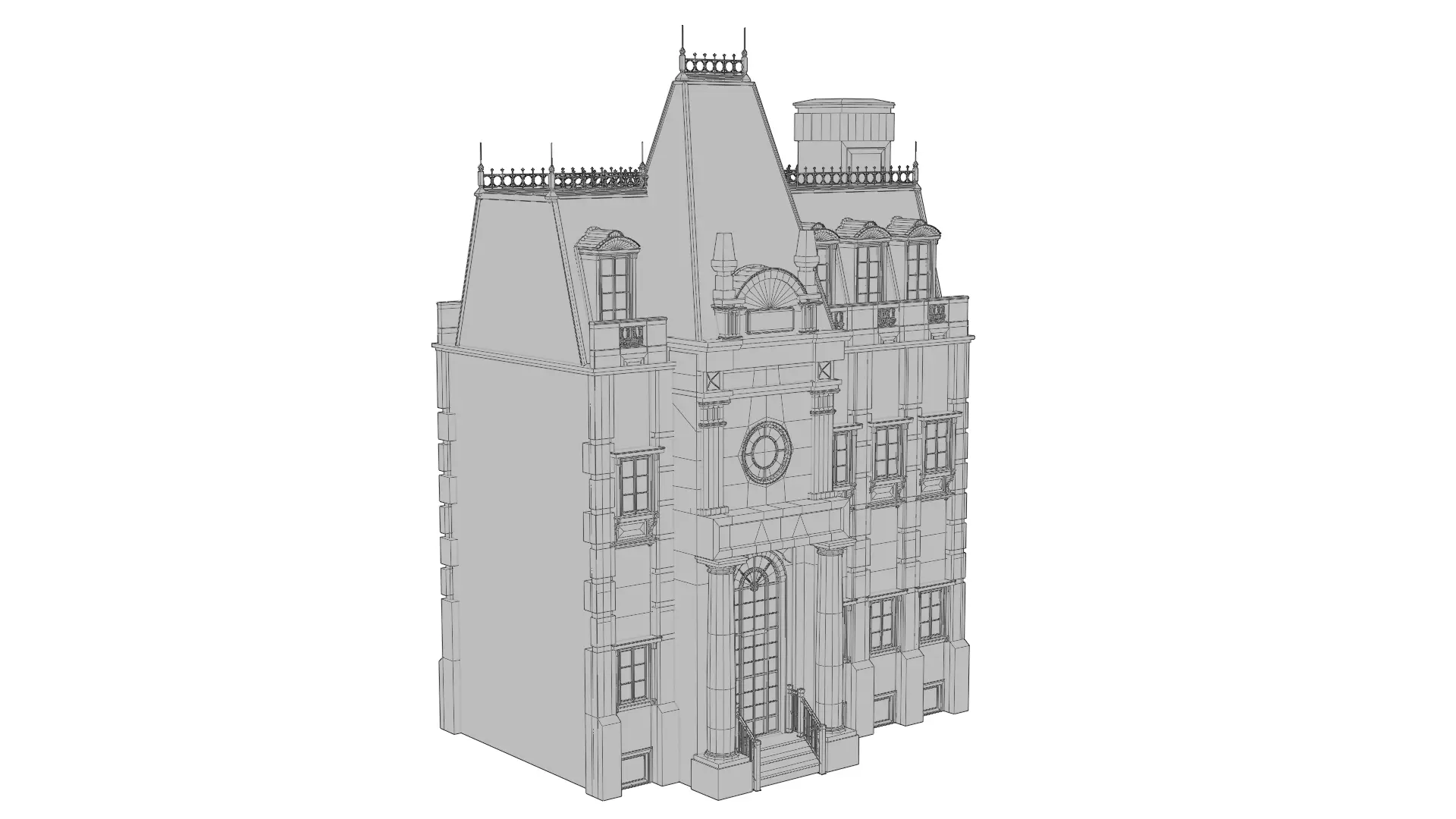 Classical European Building - House 28 3D model_8