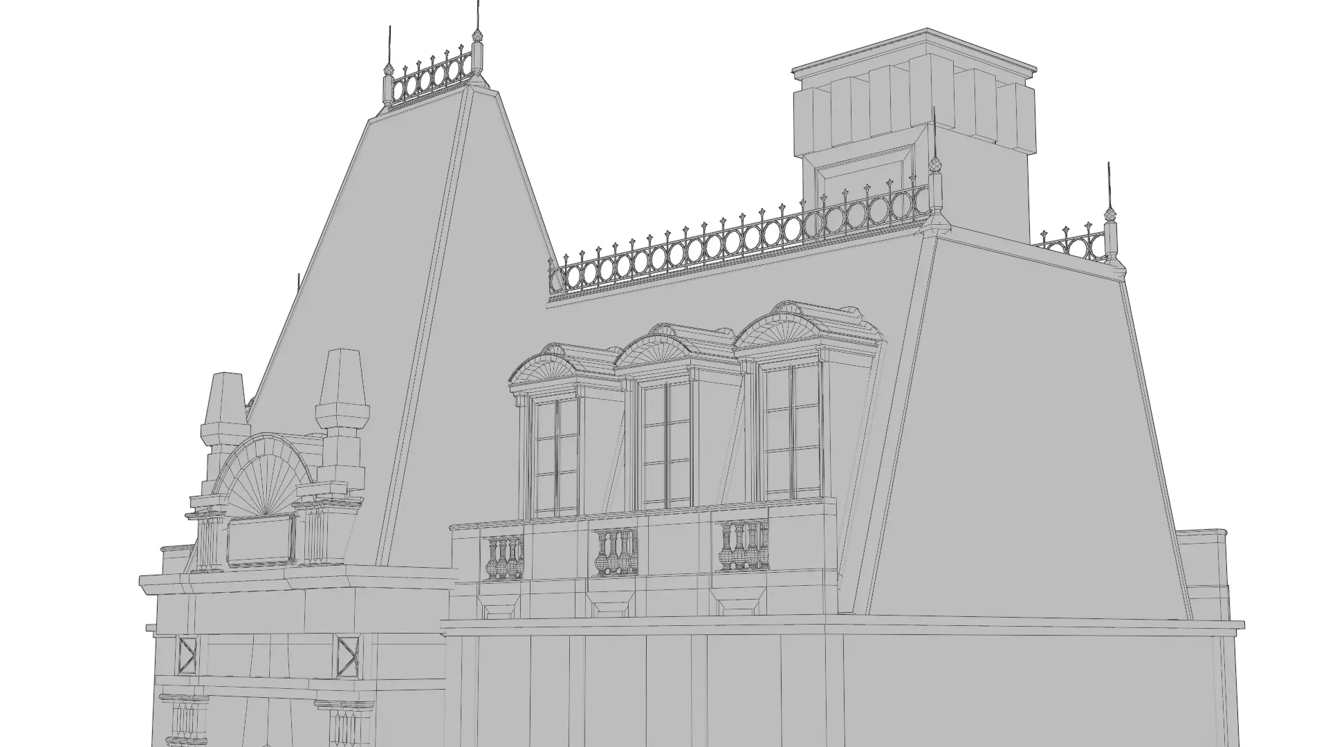 Classical European Building - House 28 3D model_13