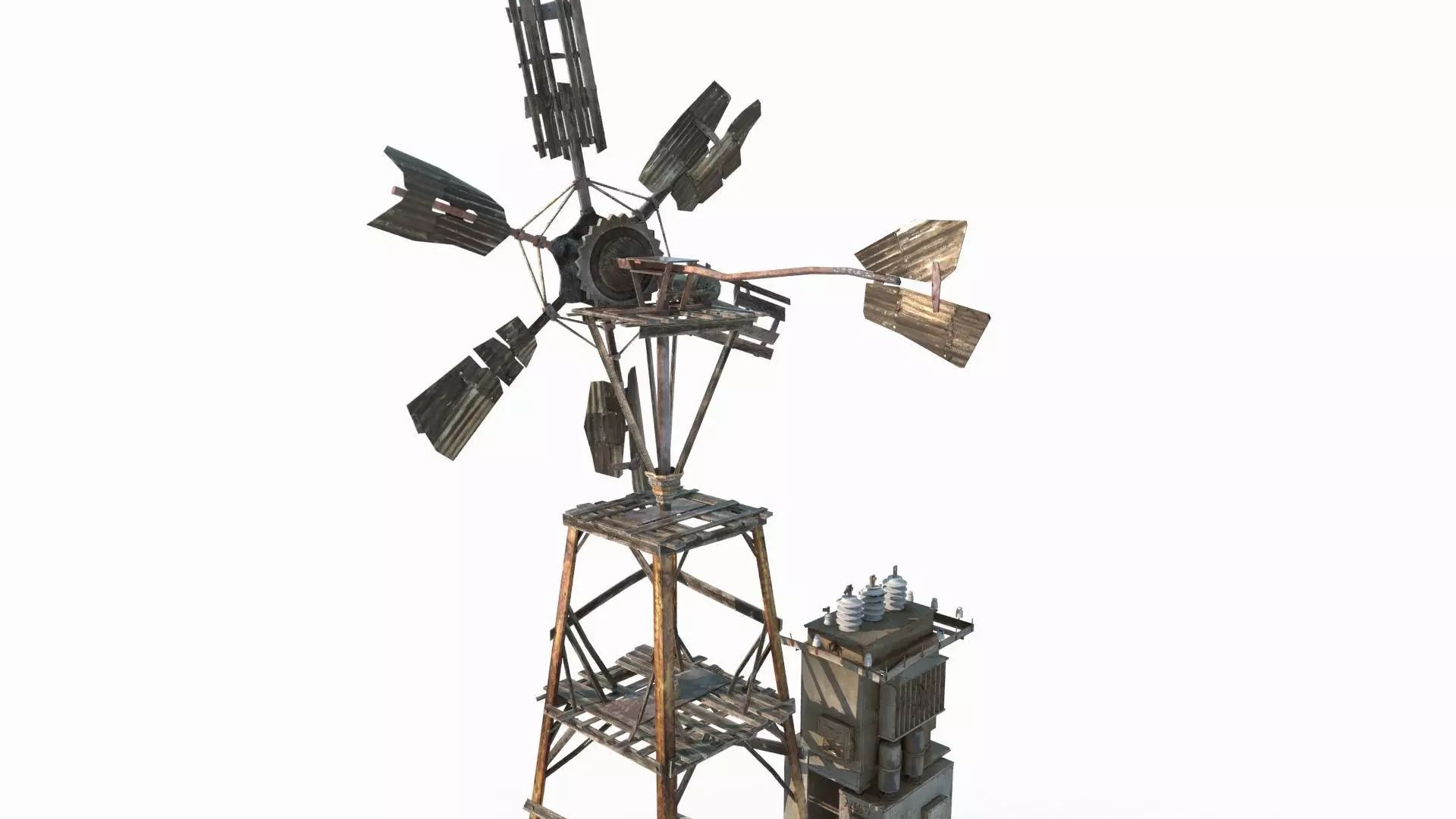 Future post apocalyptic wind power facilities 3D model_3
