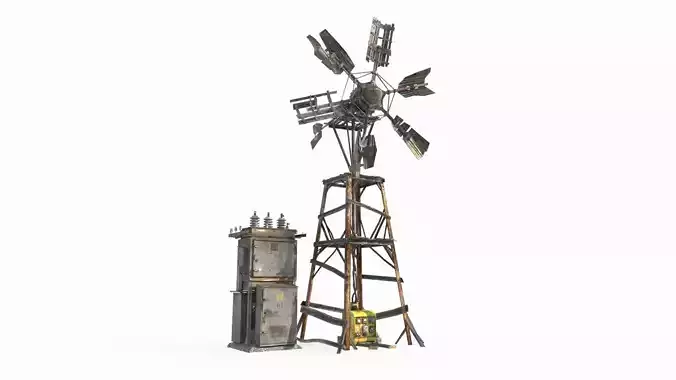 Future post apocalyptic wind power facilities 3D model
