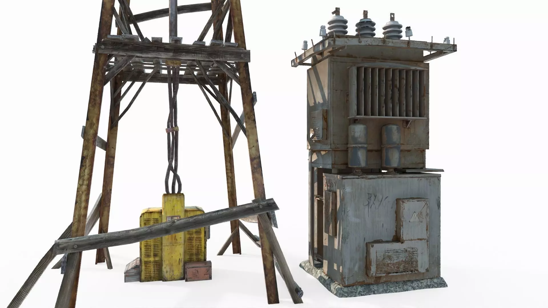 Future post apocalyptic wind power facilities 3D model_8