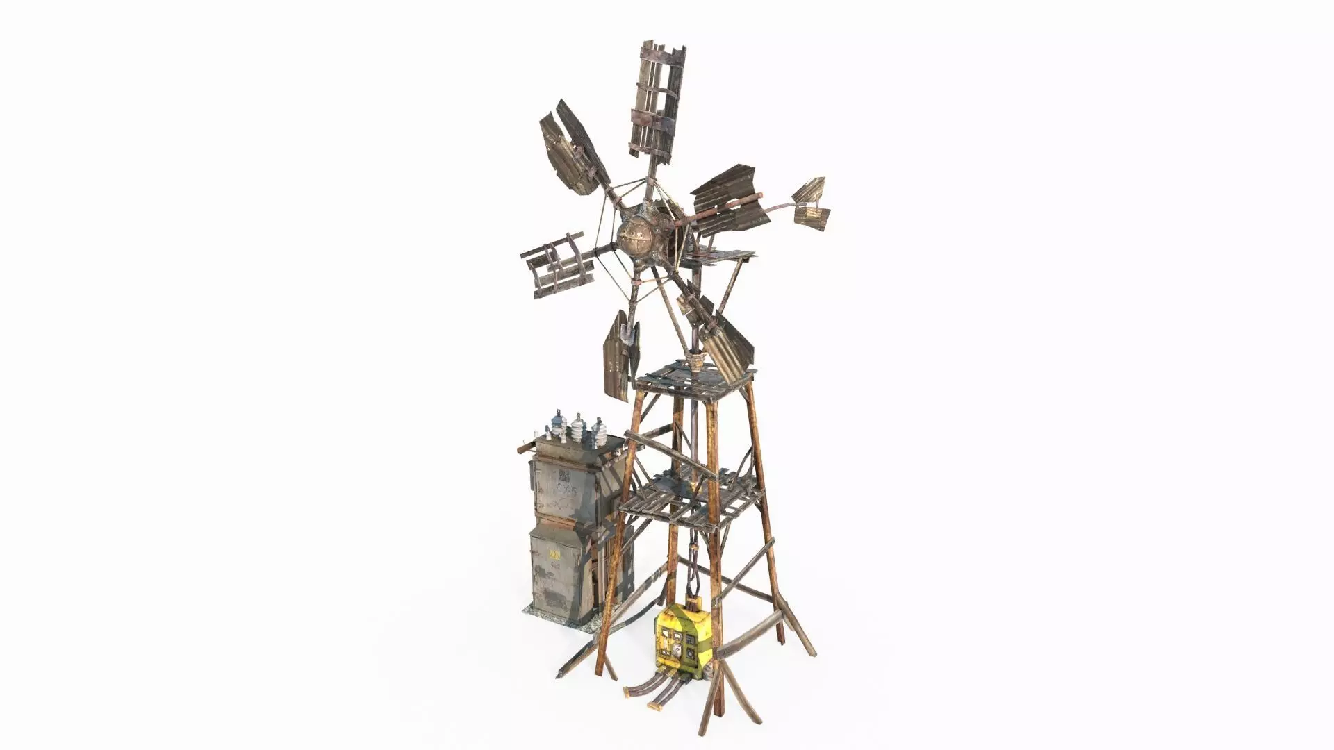 Future post apocalyptic wind power facilities 3D model_5