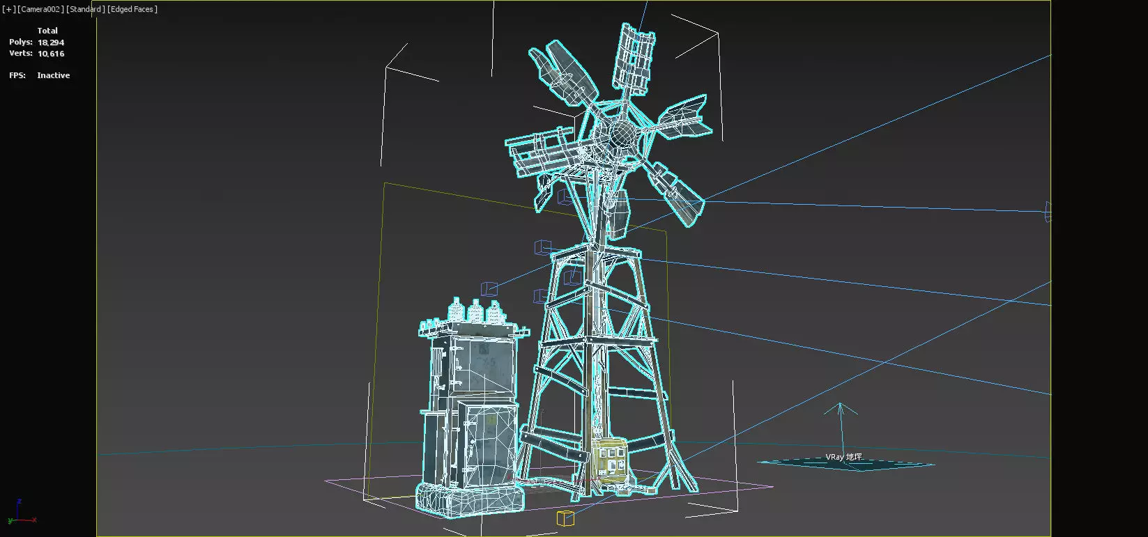 Future post apocalyptic wind power facilities 3D model_9