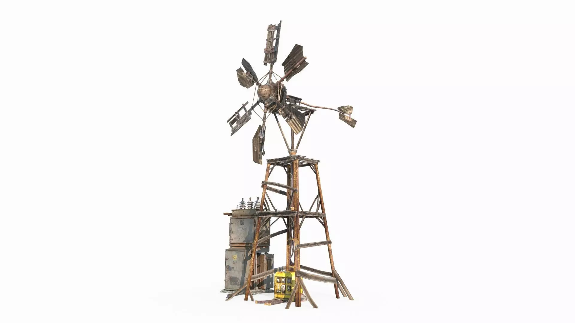 Future post apocalyptic wind power facilities 3D model_4