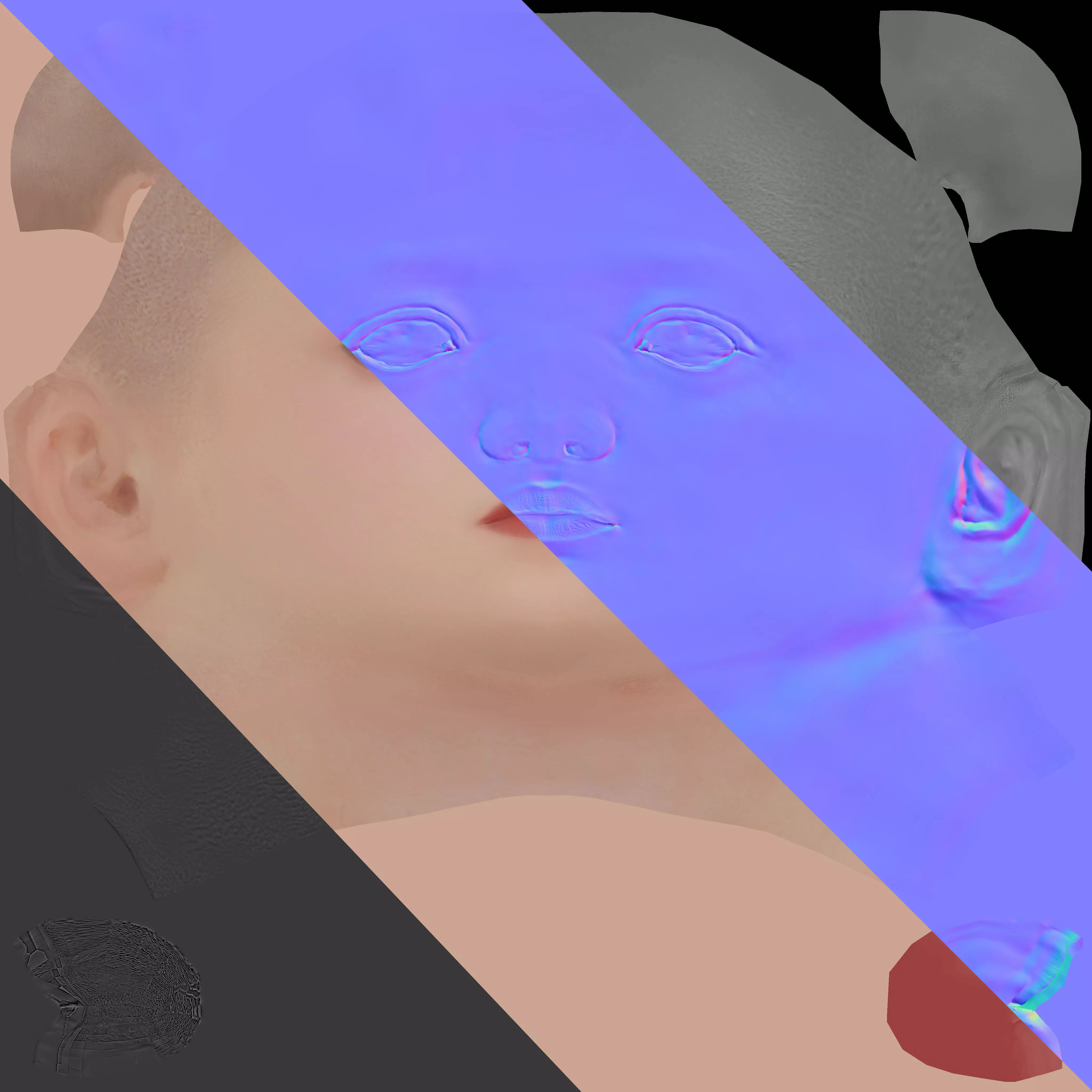 Rigged Female Suit Game Assests Bussiness Suit Low-poly 3D model_7