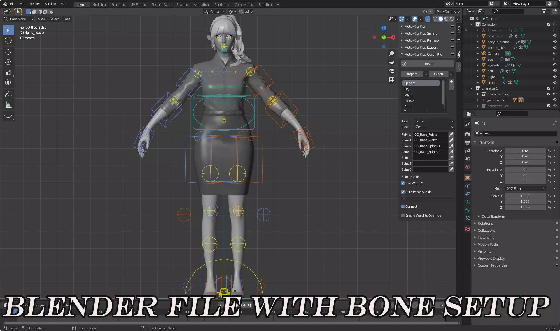 Rigged Female Suit Game Assests Bussiness Suit Low-poly 3D model_3