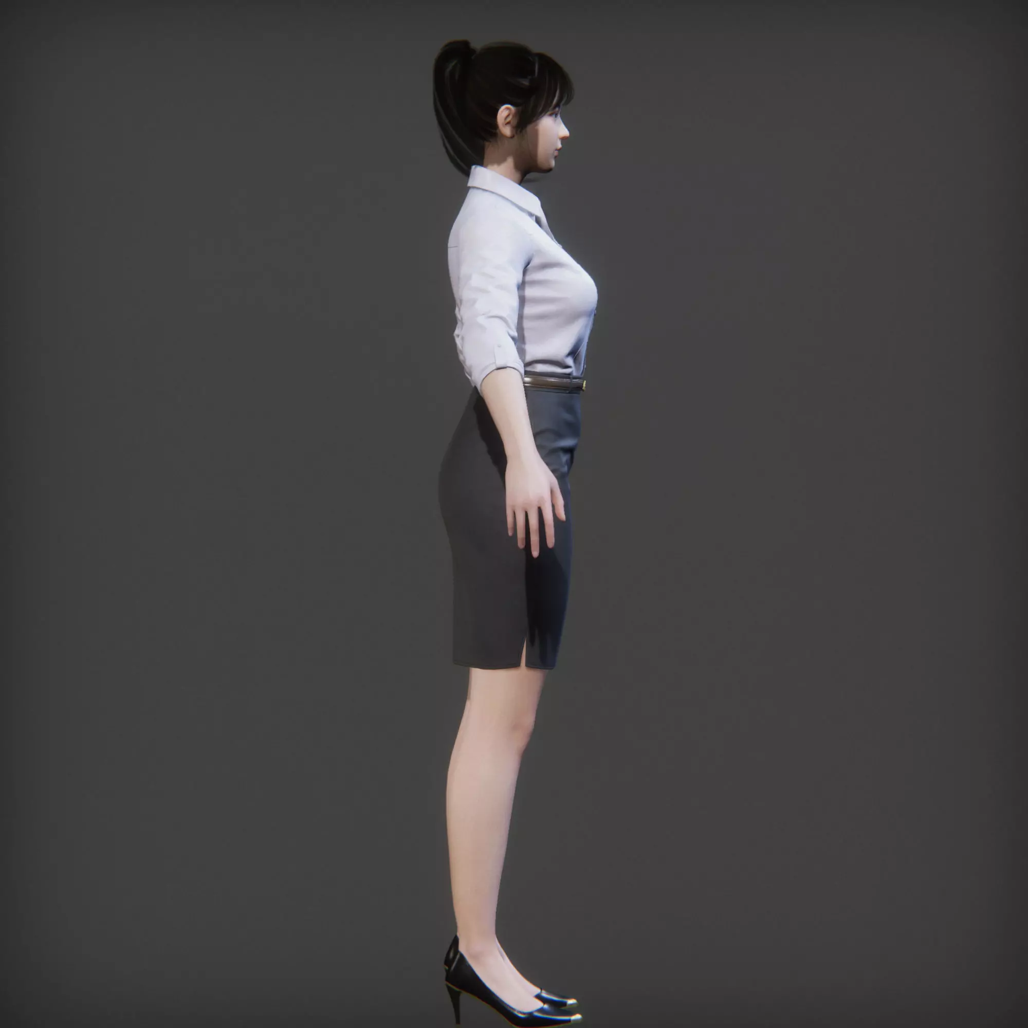 Rigged Female Suit Game Assests Bussiness Suit Low-poly 3D model_13