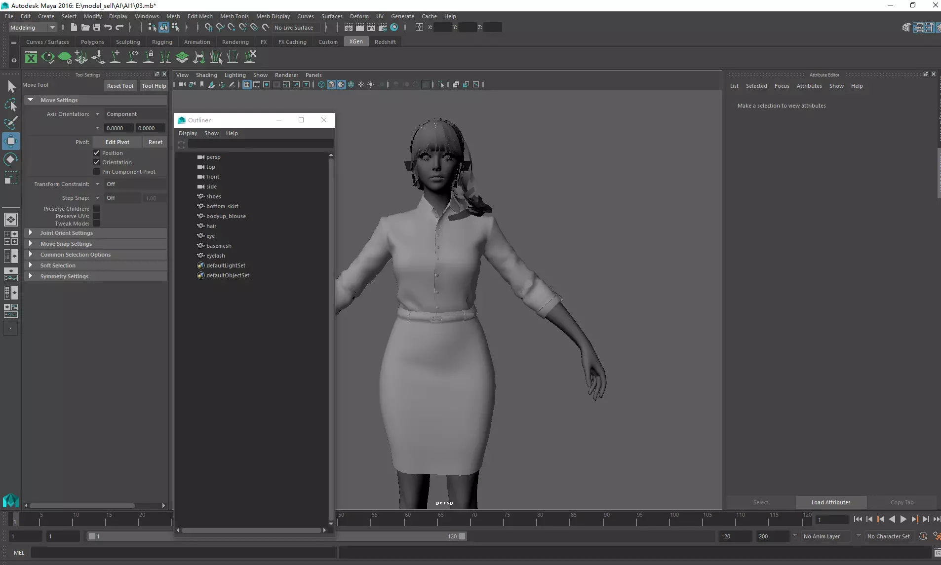Rigged Female Suit Game Assests Bussiness Suit Low-poly 3D model_2