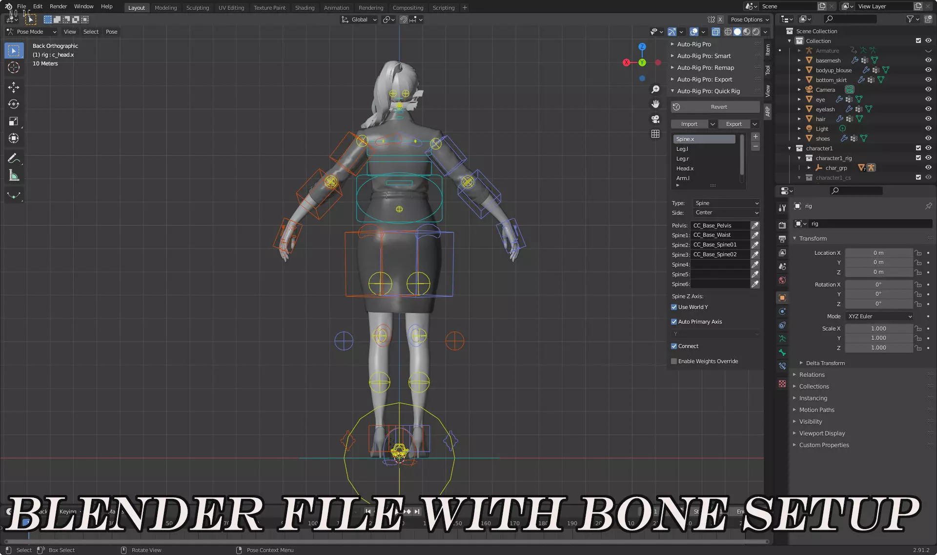 Rigged Female Suit Game Assests Bussiness Suit Low-poly 3D model_5