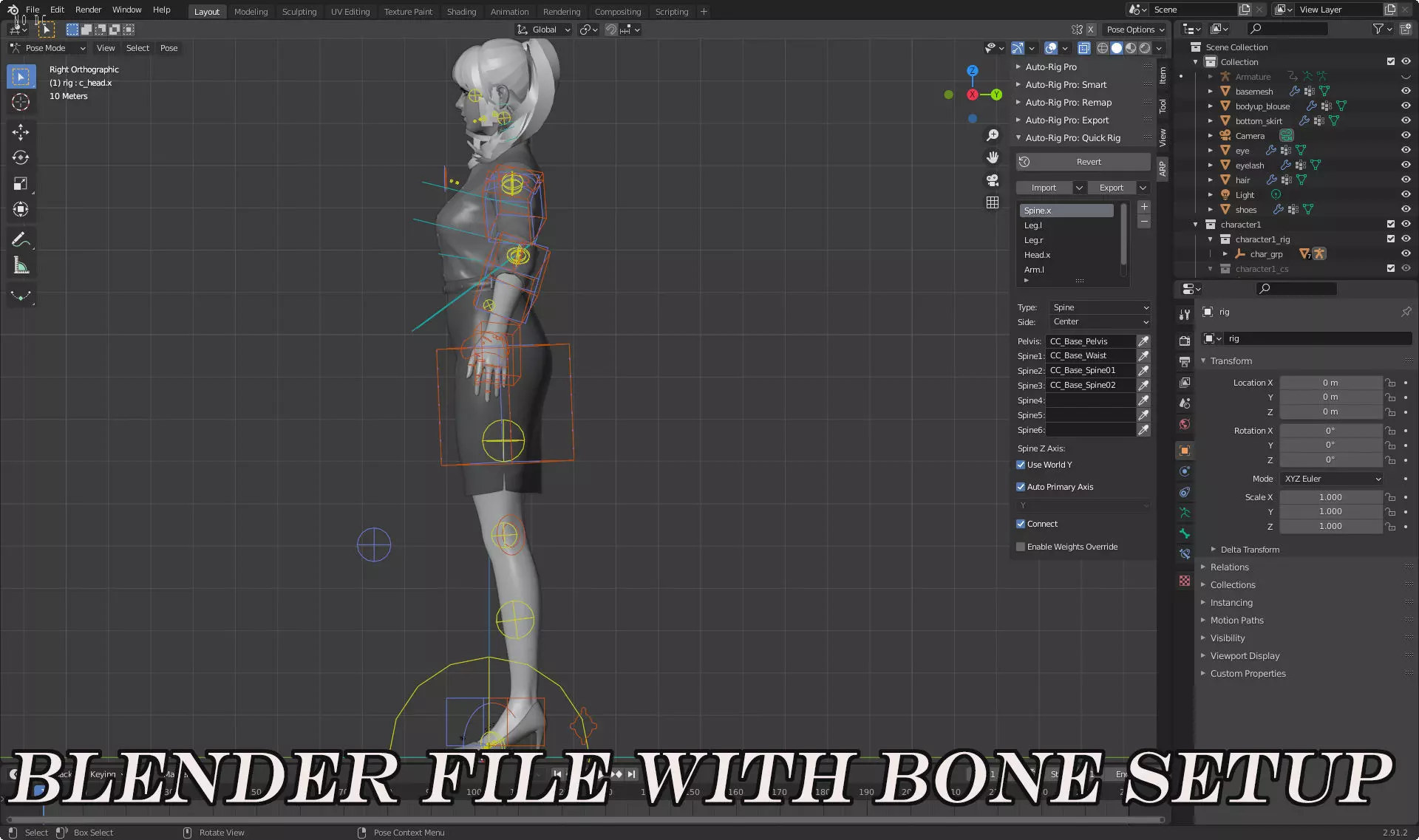 Rigged Female Suit Game Assests Bussiness Suit Low-poly 3D model_4
