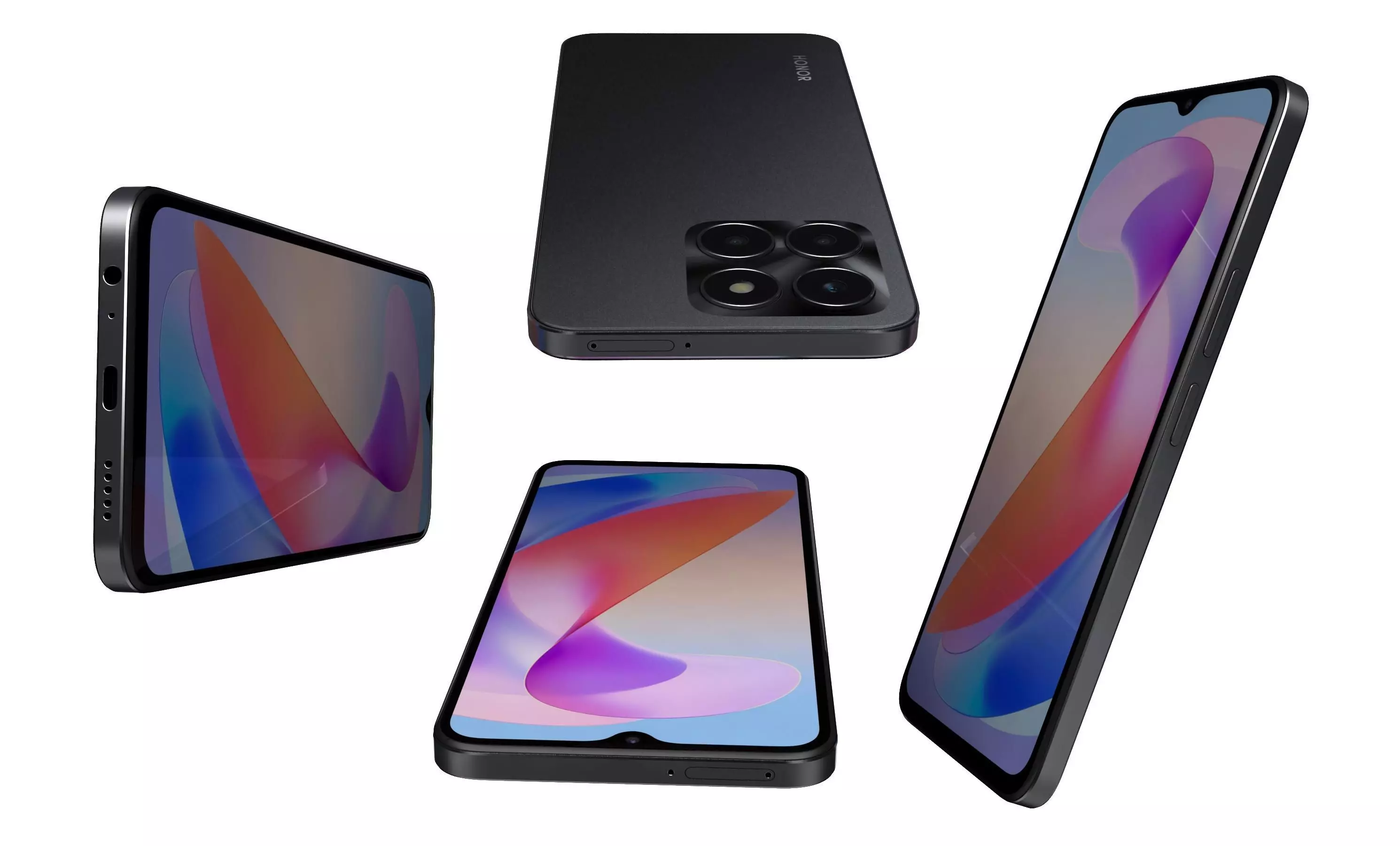 Honor X6a Black High Poly 3D model_7