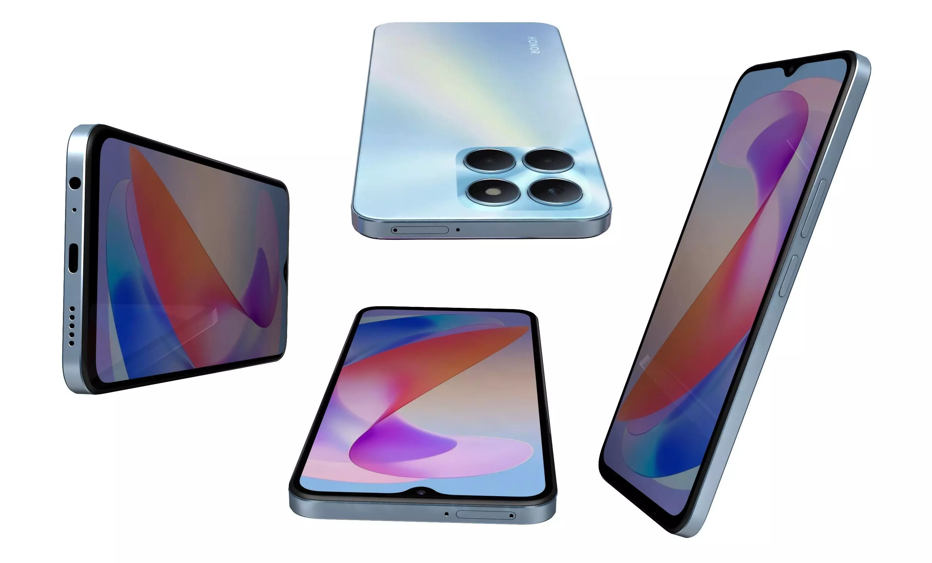 Honor X6a Blue High Poly 3D model_7