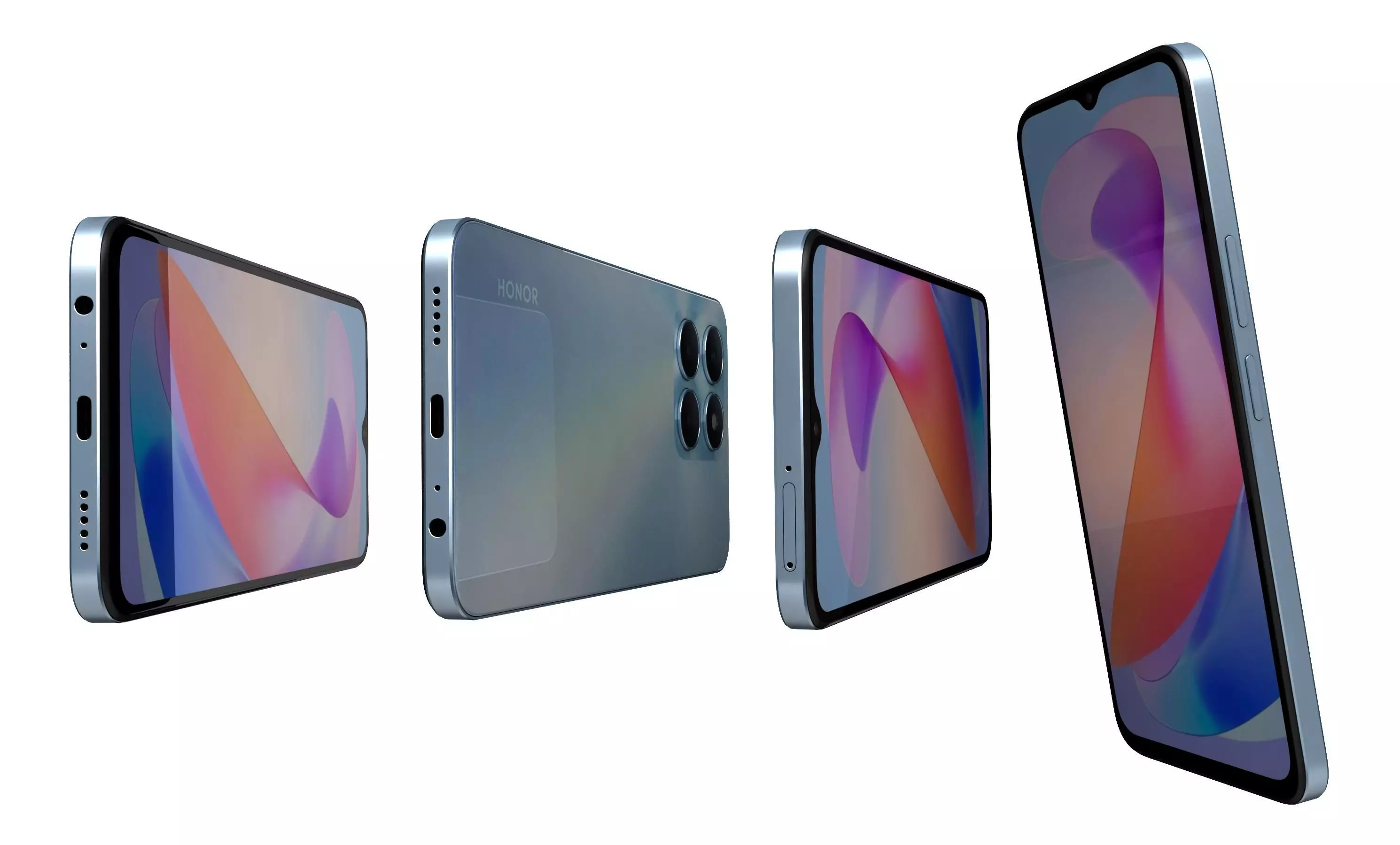 Honor X6a Blue High Poly 3D model_6