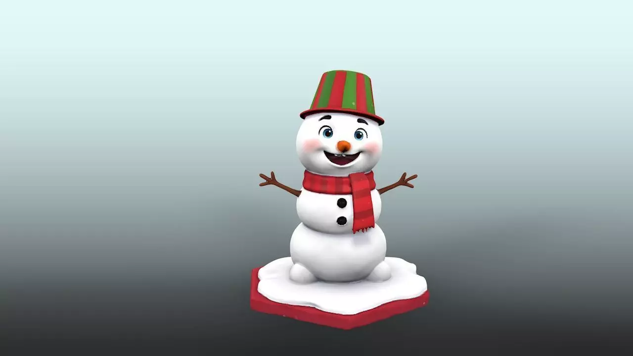 Cute Stylized Snowman 3D Model Low Poly Christmas Character Low-poly 3D model_1
