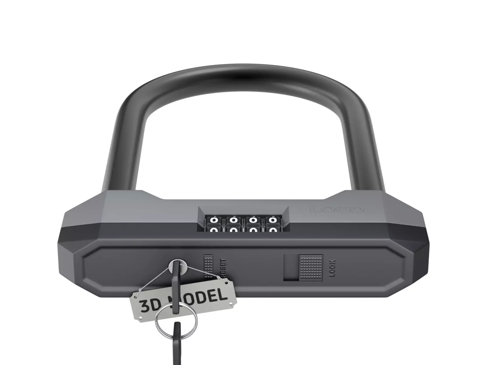 Combination Bicycle U-Lock 3D model_4