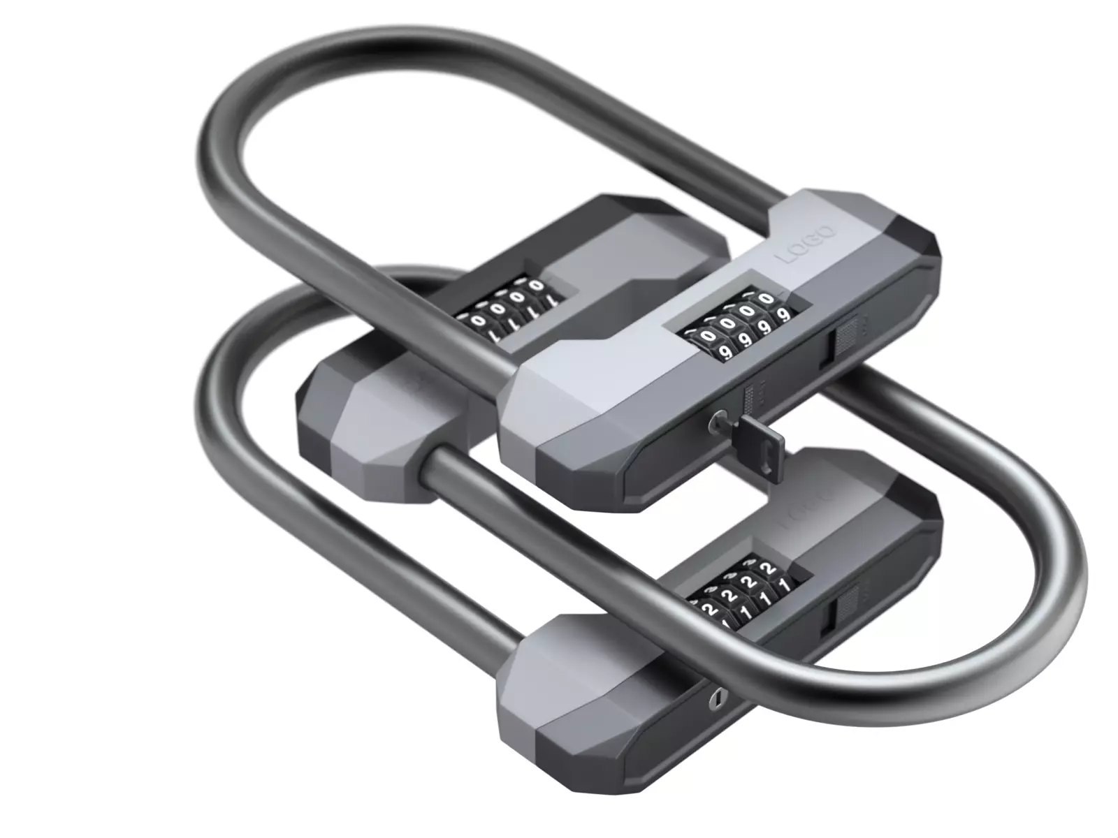 Combination Bicycle U-Lock 3D model_3