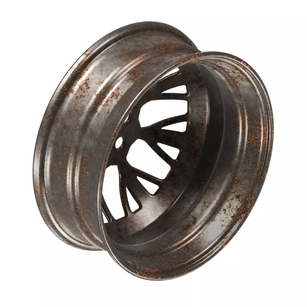 Rusty Steel Truck Rim 3D model_1