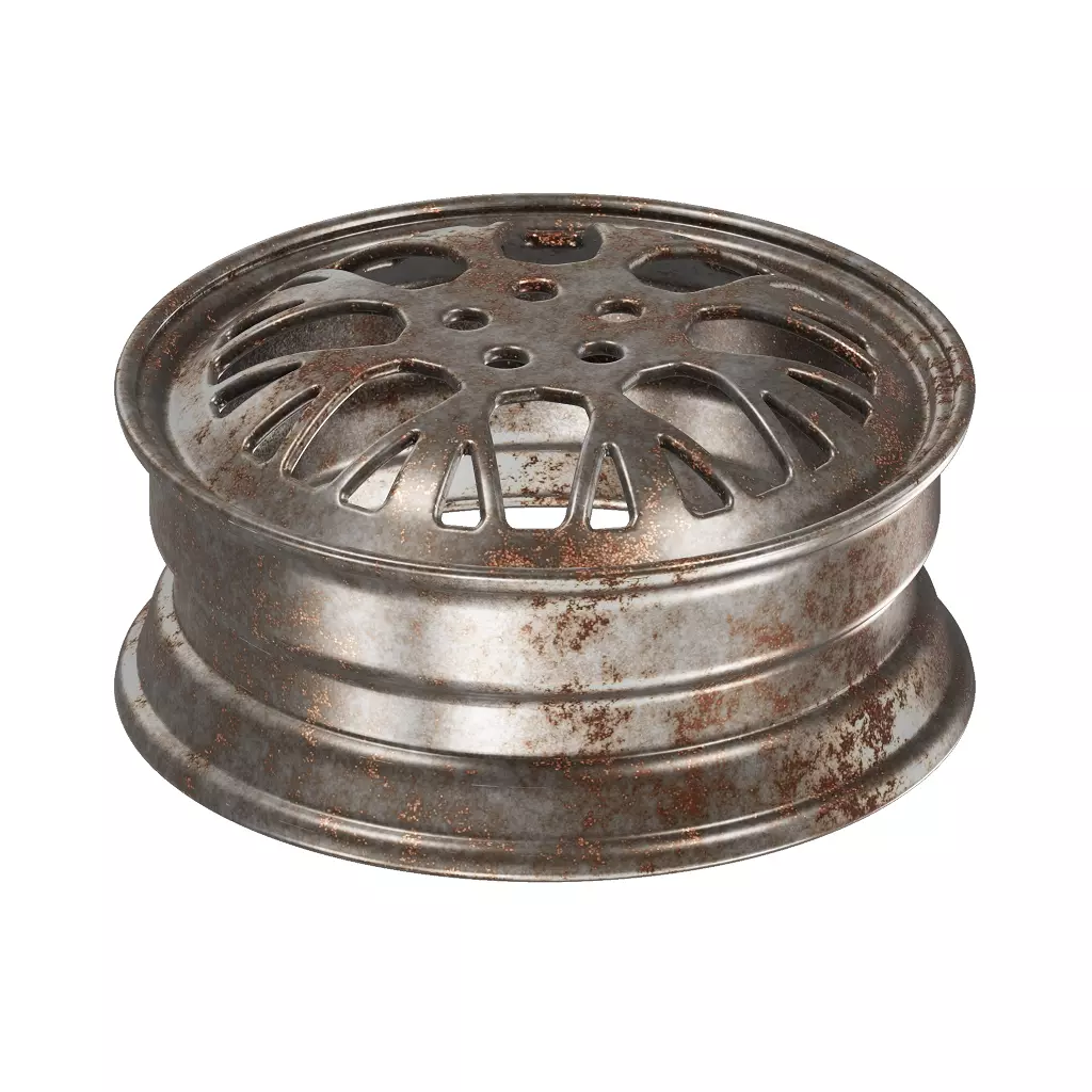 Rusty Steel Truck Rim 3D model_2