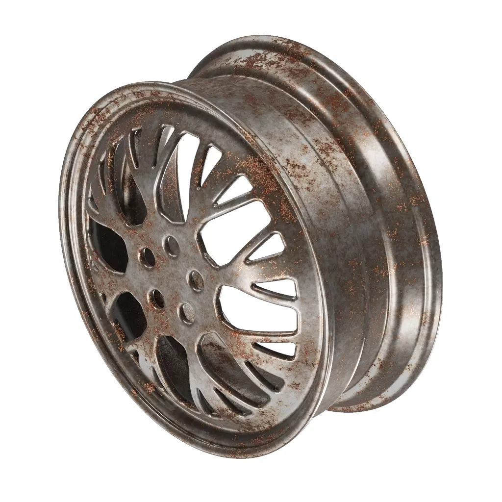 Rusty Steel Truck Rim 3D model_0