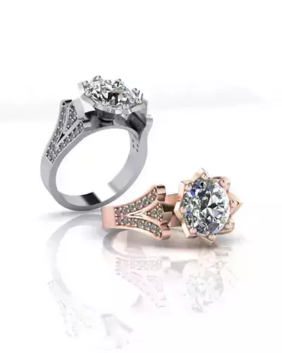 round flower engagement jewelry ring