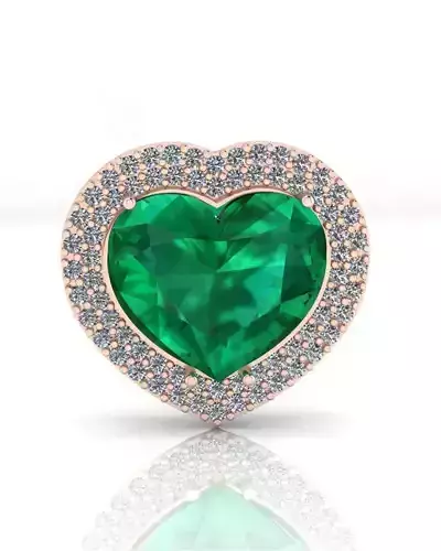 emerald heart shape pave setting jewelry pendant
