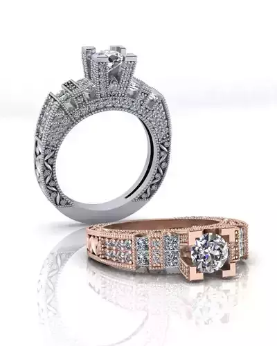 solitaire round and princes jewelry ring