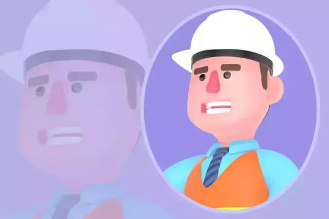 Stylized 3D Male Architect Character - Running Cartoon Designer