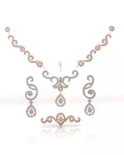 flower setting floral jewelry set earring bracelet and necklace 