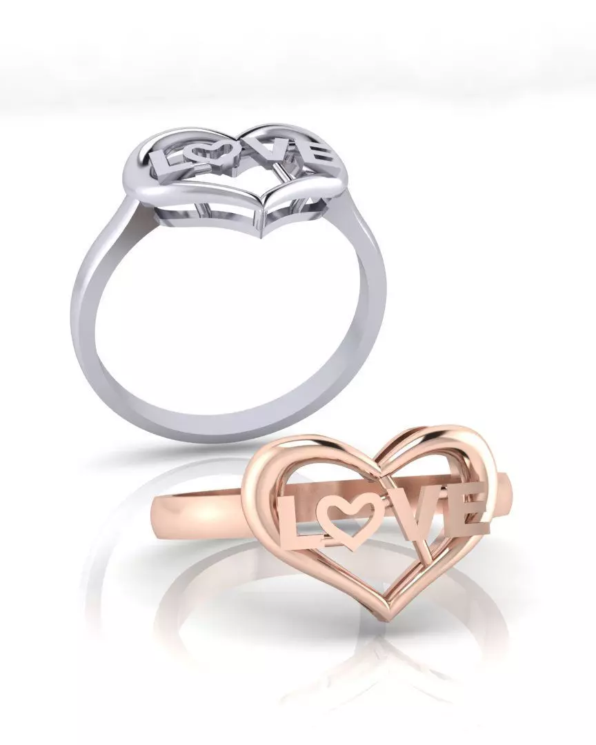 heart love gold ring 3D print model_0