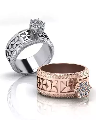 solitaire flower engagement jewelry ring