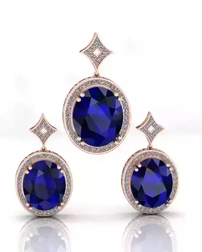 oval jewelry set earring and pendant