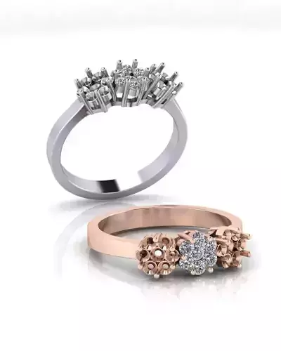 3 flower setting engagement jewelry ring