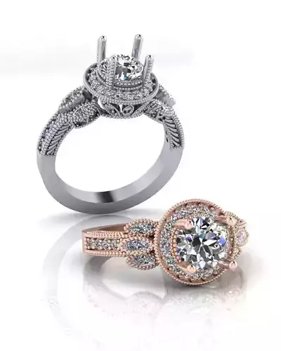 solitaire and marquise engagement jewelry ring