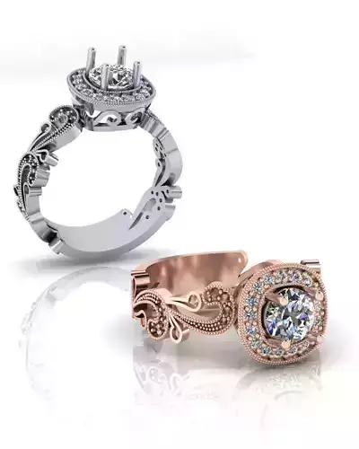 round halo engagement jewelry ring